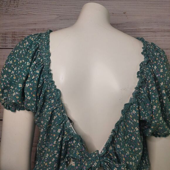 Woman's American Eagle Backless Tie-Back Floral Cropped Top sz Large - Picture 9 of 12